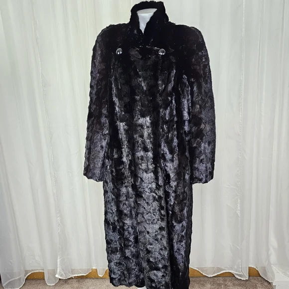 Authentic Real Mink Fur Coat Deep Chocolate Brown Long Length Large Glam Luxe - Picture 2 of 16